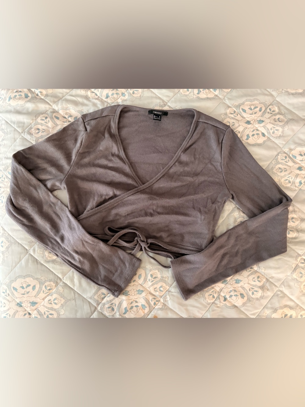 Forever 21 Grey Wrap Crop Top